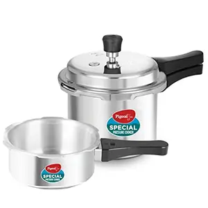 Pigeon by Stovekraft 12708 Aluminium Pressure Cooker Combo, Outer Lid, Without Induction Base (2 litre and 3 litre, Silver) price in India.