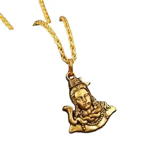 Gold Plated Adiyogi Dhyana Mudra Shiva/Mahadev Chain Pendant Locket Necklace Gold-plated Brass Pendant