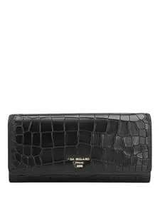 Da Milano Genuine Leather Black Flap Over Women Wallet (1216A-OL)