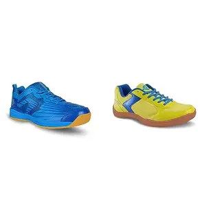 Nivia Super Court 2.0 Badminton Shoe for Mens (Aster Blue) UK -10 Men's Yellow Aster Blue Flash Shoe 10UK