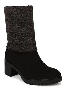 Bruno Manetti Women Black Knee Length slipon with side ziper Boots