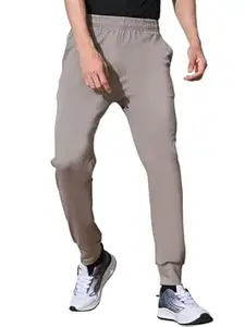 FITINC Men Mid-Rise Stretchable Gym Wear Joggers | Track Pants for Men | Casual Sports Track Pant with Pockets & Drawstring