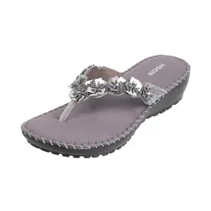 Mochi Women Gun Metal Suede Comfort Slip-on Sandal UK/4 EU/37 (44-98)