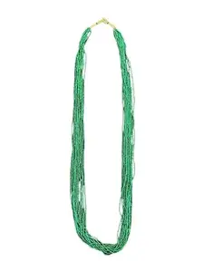 Traditional Nepali Green Pote in Medium length 35cm, Multi-Strand Green Beaded Necklace, Traditional Style