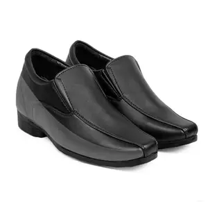Baxxico Men's ElevatorHeight Increasing Faux Lather Slip-On Black Formal Shoes-5UK[BAXB728-Black]