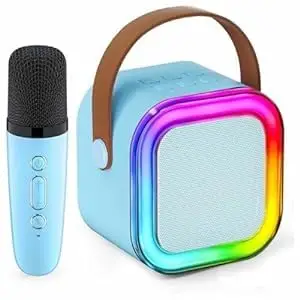 BELOXY Karaoke Machine for Kids Adults, Mini Portable Blue-Tooth Karaoke Speaker with Wireless Microphone and Dynamic Lights Birthday Gift Home KTV Outdoor Travel