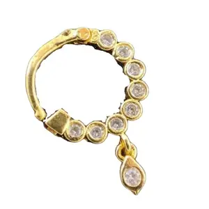 SGN FASHION Diamond Nose Ring - Brass Piercing Nose Ring Naak Ki Nath