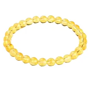 RRJEWELZ Natural Citrine 8mm Round Shape Smooth Cut Beads 7 Inch Stretchable Bracelet For Men & Women. Unisex Bracelet For Healing, Meditation, Prosperity, Gift & Luck|STBR_RR_10989_7.0