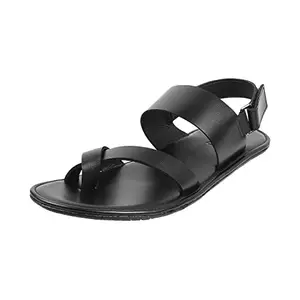 Metro Mens Leather Black Sandals (Size (6 UK (40 EU))