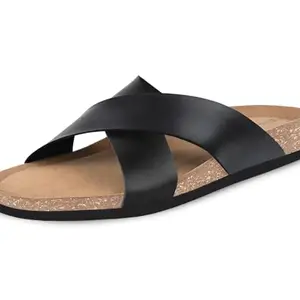 LOUIS STITCH Men's Sandals | slippers for men for Daily Use - Lightweight, Stylish, Durable, Comfortable for Outdoor, Office, Home | UK-9 | Black (LSOF-12)