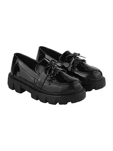 Do Bhai Front Tie Detailed Black Loafers for Women & Girls/UK7