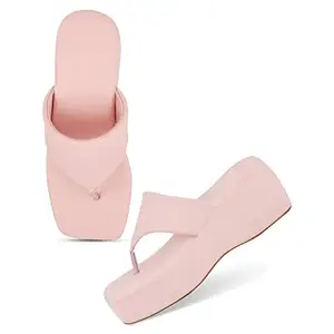 JM LOOKS Fashion Casual Platform Wedges Heels Sandals With Comfortable Sole For Womens & Girls SS-3-Pink-40-X