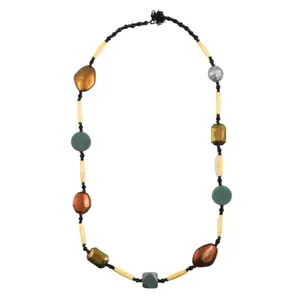 Bold and Beautiful Wooden and Plastic Necklace: Express Your Personality