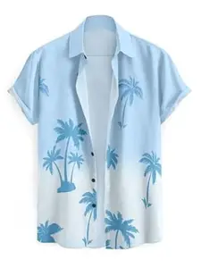 Uiriuy Men's Tropical Palm Tree Hawaiian Shirt – Short Sleeve Beach Aloha Button-Down Casual Top