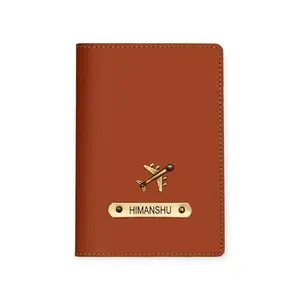 NAVYA ROYAL ART Personalised Name & Charm Leather Passport Cover Holder for Men & Women (Tan) | Birthday Gifts for Men