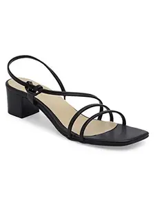 ERIDANI Women's Celin Synthetic-P.U Sole Trendy Sandals (9 UK,Black)
