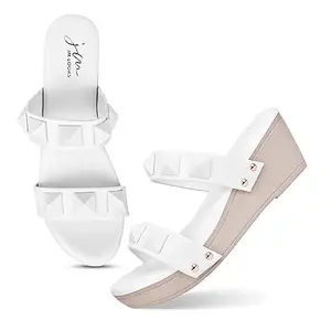 JM LOOKS Women's Fashion Sandals Light Weight, Comfortable & Trendy Flatform Wedges Sandals White