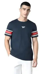 Reebok Men's Cotton Casual T-Shirt - Soft Breathable Regular Fit Half Sleeve Cotton Tee | Round Neck Tshirt for Men