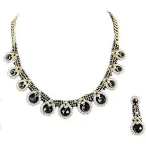 Shashwani Women's Assorted Alloy Necklace Set (Black)-PID26101