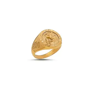 Men's Lion Head Signet Ring, Gold Plated, Classic Design