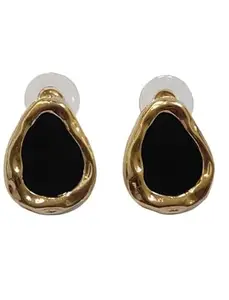 The Aude Fashion STYLISH MOLTEN GOLD STATEMENT STUD EARRING (BLACK)