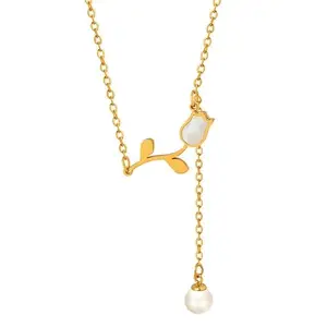 MYKI Overwhelming beauty & Royal Rose & Pearl Pendant Chain For Women & Girls