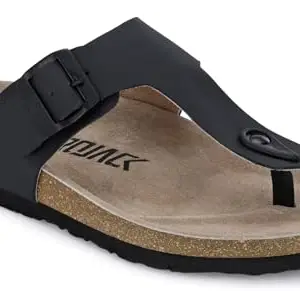 AFROJACK Men's Orginal Leather Sandals | Casual Sliders (Black), 11 Uk