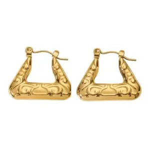 KRYSTALZ Heritage Chandelier Triangle Stainless Steel Gold Hoop Earrings for Women
