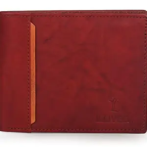 iLLiYEEN Designer Men Casual Cherry color100% Genuine Leather Wallet for Men's (Cherry)