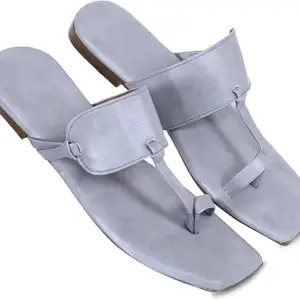 PADUKI Synthetic Leather Casual Flats Fashion Sandals for Women (Grey, 9 UK) (Set of 1 Pair) (3013)