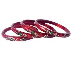 Karaavi Bright Glass Multicolor Bangle/Kada Set Colourful, Stylish And Attractive Perfect For Adding Colour To Any Outfit Durable And Ideal For Everyday Wear, Pack Of 4 -A102
