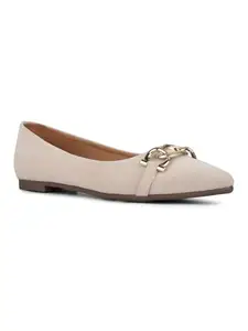 Inc.5 Womens Beige Solid Pointed Toe Ballerinas