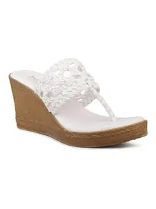 Inc.5 Women White Textured Wedge Heels