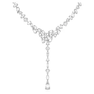 Swarovski Women Mesmera Y Necklace, Mixed Cuts, White, Rhodium Plated