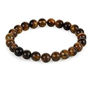 Third Eye Natural Tiger Eye Bracelet | Certified 8mm Original Stone Beads | for Courage, Focus, strength & Confidence | Unisex (Men & Women Both)