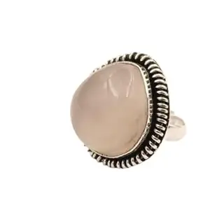 Natural Rose Quartz Ring for Women – Handmade Pear Vintage Adjustable Ring – Healing Crystal Boho Statement Jewelry Gift