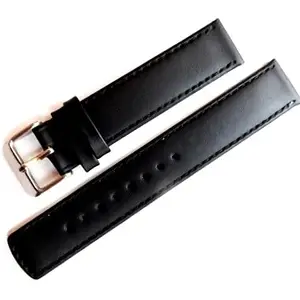 18mm Stech Parallel Leather Watch Strap Band (Black Stitch)