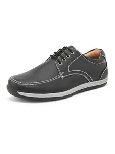FENTACIA Men's Black Leather Lace Formal Shoes - 8 UK