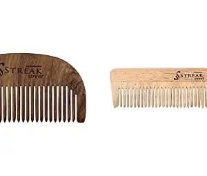 STREAK STREET | Wooden Pocket Comb (Sheesham) & Fine Tooth Wooden Pocket Comb (Neem) COMBO
