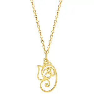 GIVA 925 Silver Golden Vinayaka Blessing Pendant with Link Chain | Necklace to Gift Men & Women | With Certificate of Authenticity and 925 Stamp | 6 Months Warranty*