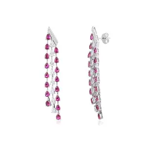 METALM Diamond Drop Earrings- 925 Sterling Silver handmade Jewelry- Waterfall Chandelier Dangle Earrings- Bridal Wedding Gifts (CSJ83)