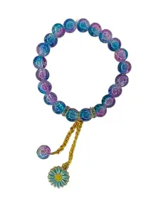 Beads bracelet for women kids girls bracelets stylish glass beads bracelet adjustable design under 100 rupees handmade hangings pink and blue crackle beads bracelets.