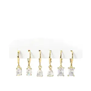 SALTY Set of 3 TwinkleTear Drop Earrings for Women & Girls | Anti Tarnish | Stylish Fashion Jewellery | Ear Tops | Accessories for Girls | Minimal Jewelry | Ideal for Gifting