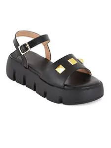 Walkfree Women Casual Sandals, Ideal for Women (CC-6341-Black-37)