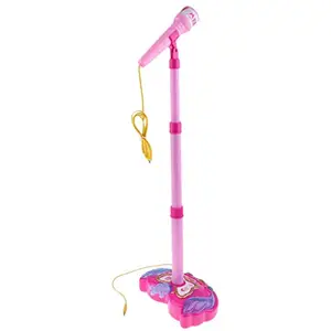 Midas Midas Karaoke Kids Machine with Microphones & Adjustable Stand Music Play and Sing Along with Music & Lights Buit-in Jack & Speaker for MP3 Player Entertainment for Kids Toddlers (Pink)