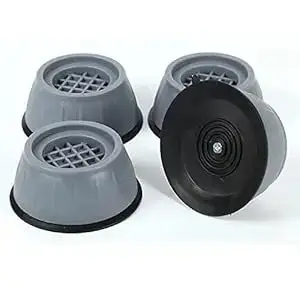 ALLWINEGY Anti Vibration Pads for Washing Machine Feet Pads Shock Absorber Noise Cancelling Refrigerator Stand Heightening Pads Round (Pack of 4) (Grey)