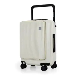 Nasher Miles Silicon Valley Hard-Sided Polycarbonate Cabin Wide Telescopic Handle Luggage with Laptop Compartment White 20 inch |55cm Trolley Bag