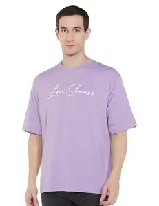 Levi's Men's Letter Print Loose Fit T-Shirt (A7900-0035_Purple