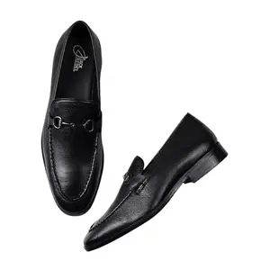 JACK REBEL Elevate Your Style Dume Milled Black Mocassin Shoes | Stylish Slip-on Shoes | Premium Leather | Versatile for Office & Parties | Perfect for Men's Professional Attire