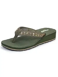 ABROS Women's AWFL4066 Wookee Slipper -Olive-6UK